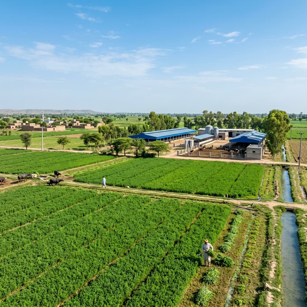 Lush green pasture representation of vision